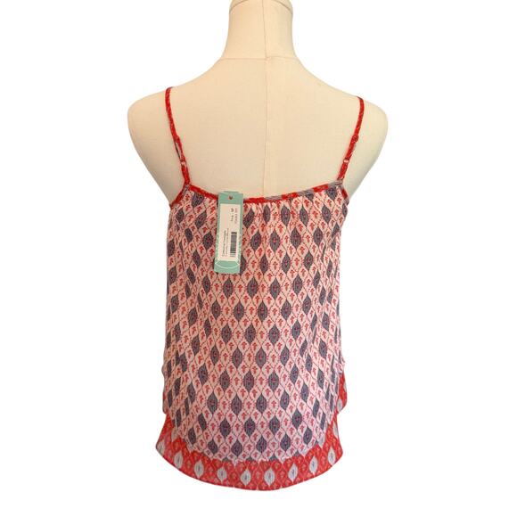Collective Concepts Red Geometric Lined Tank Top SP Summer Flirty Feminine boho - Picture 7 of 7